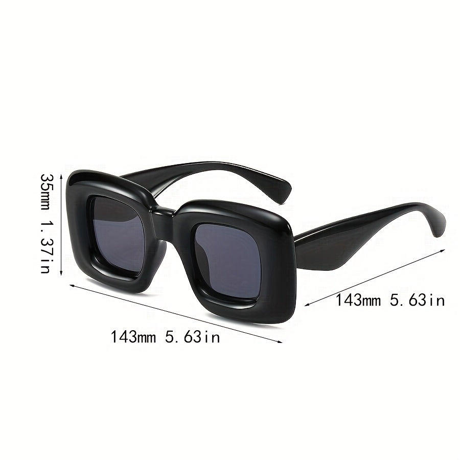 Steampunk Square Inflated Sunglasses Thick Frame Shades Eyeglasses