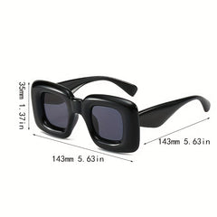 Steampunk Square Inflated Sunglasses Thick Frame Shades Eyeglasses