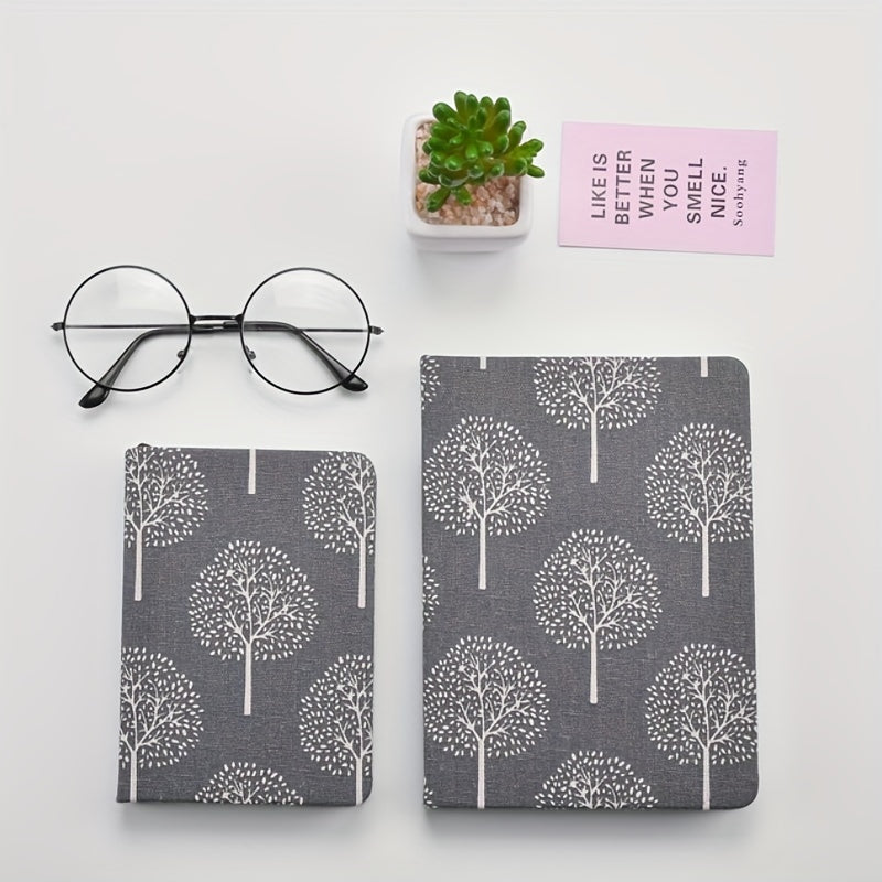 Floral Printed Linen Cloth Notebook A5 Hard Cover Notepad
