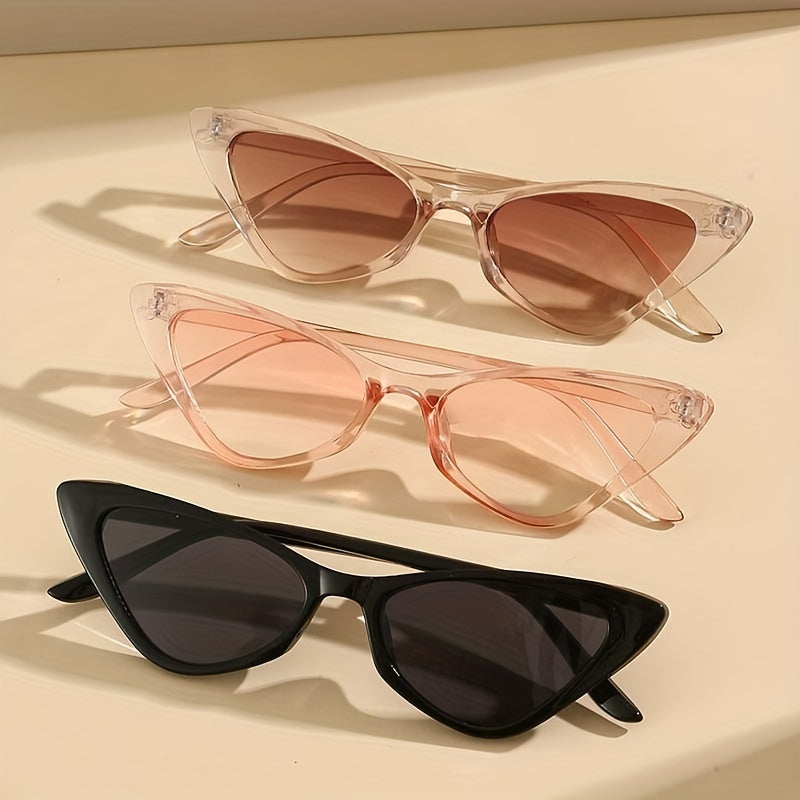 3 Pairs Triangle Cat Eye Sunglasses UV400 Sun Shades for Travel