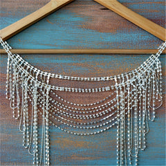 Rhinestone Shoulder Chain with Tassel for Wedding Dress