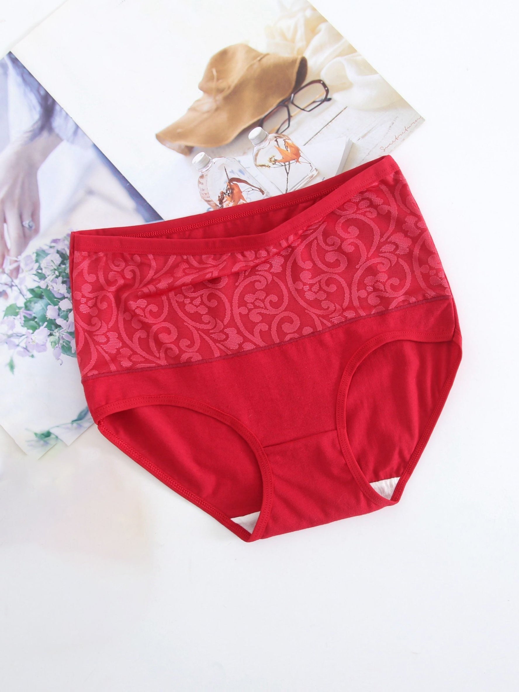 Women's Plus Floral Print High Rise Shaping Panties 3PC Set