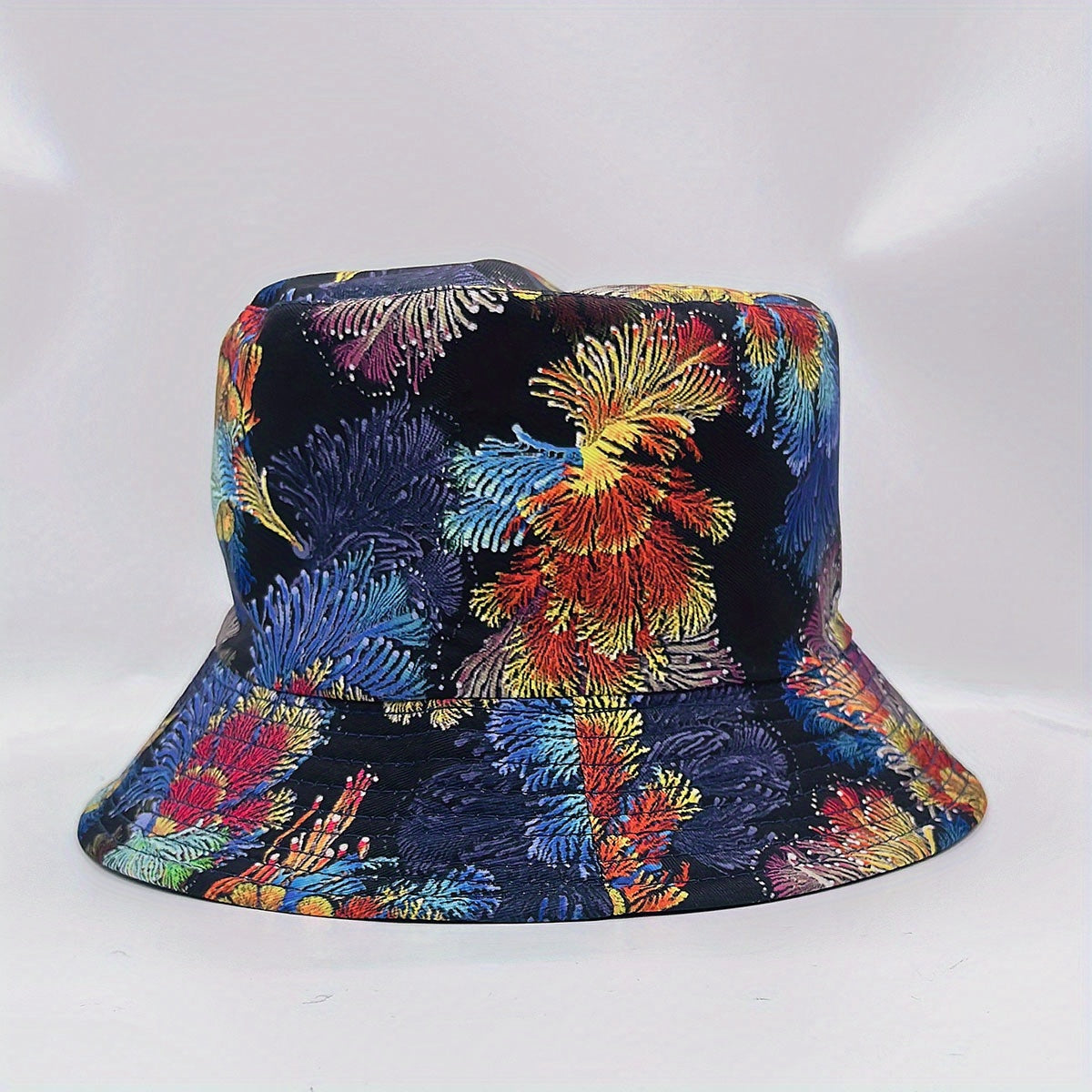 Coral Print Reversible Bucket Hat Cotton Basin Hat for Men Women