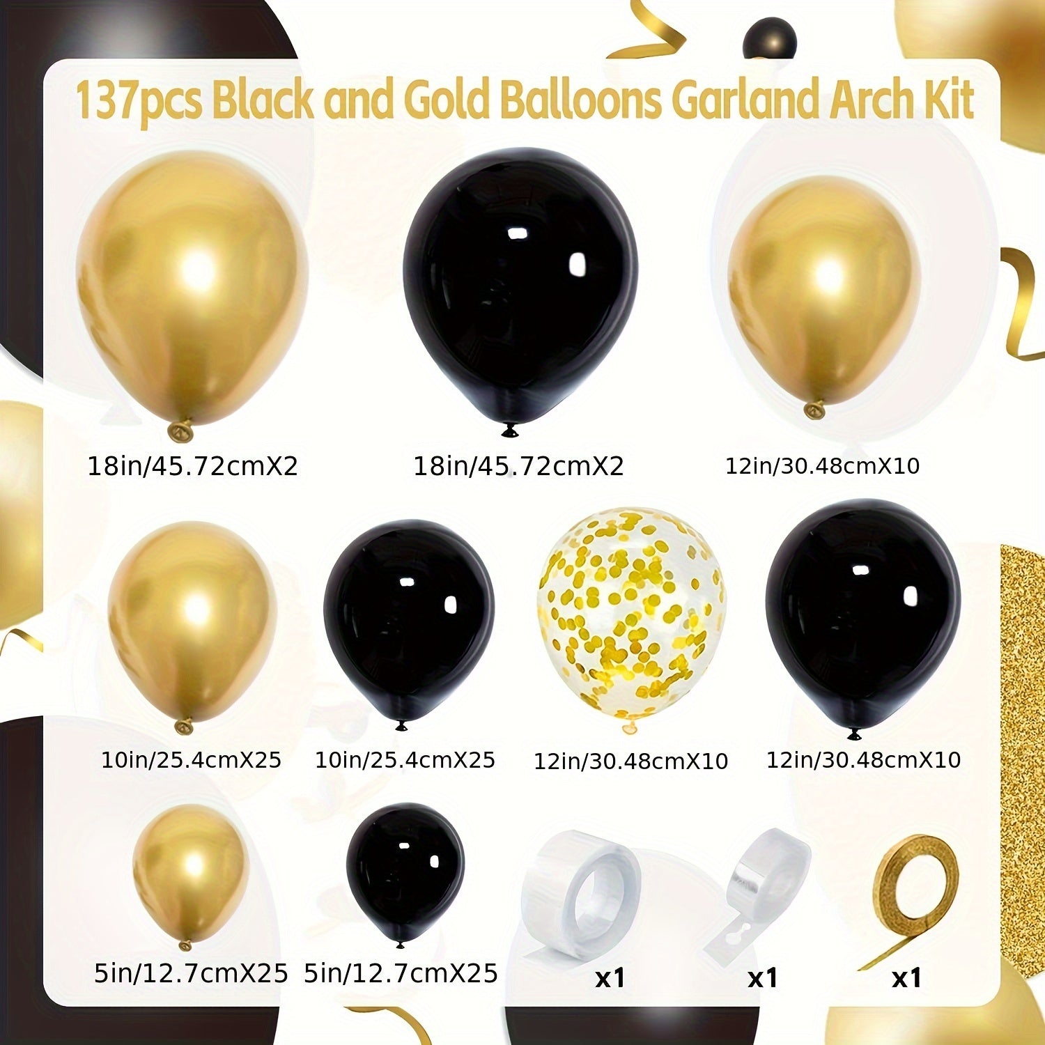 137pcs Golden Balloons Garland Arch Kit for Party Decorations
