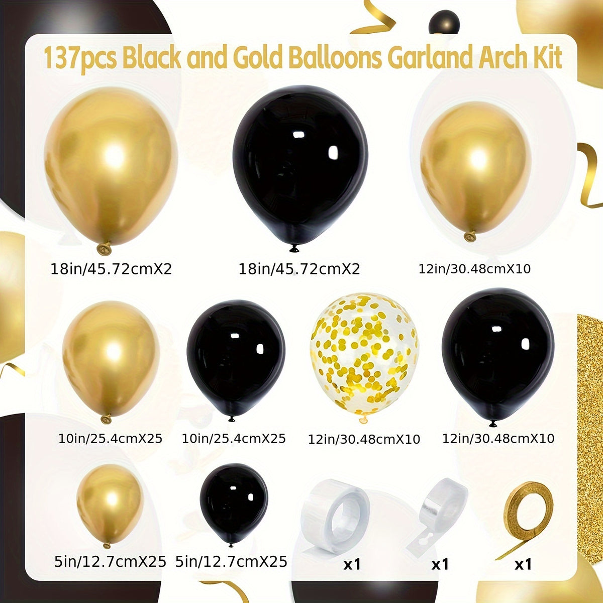 137pcs Golden Balloons Garland Arch Kit for Party Decorations