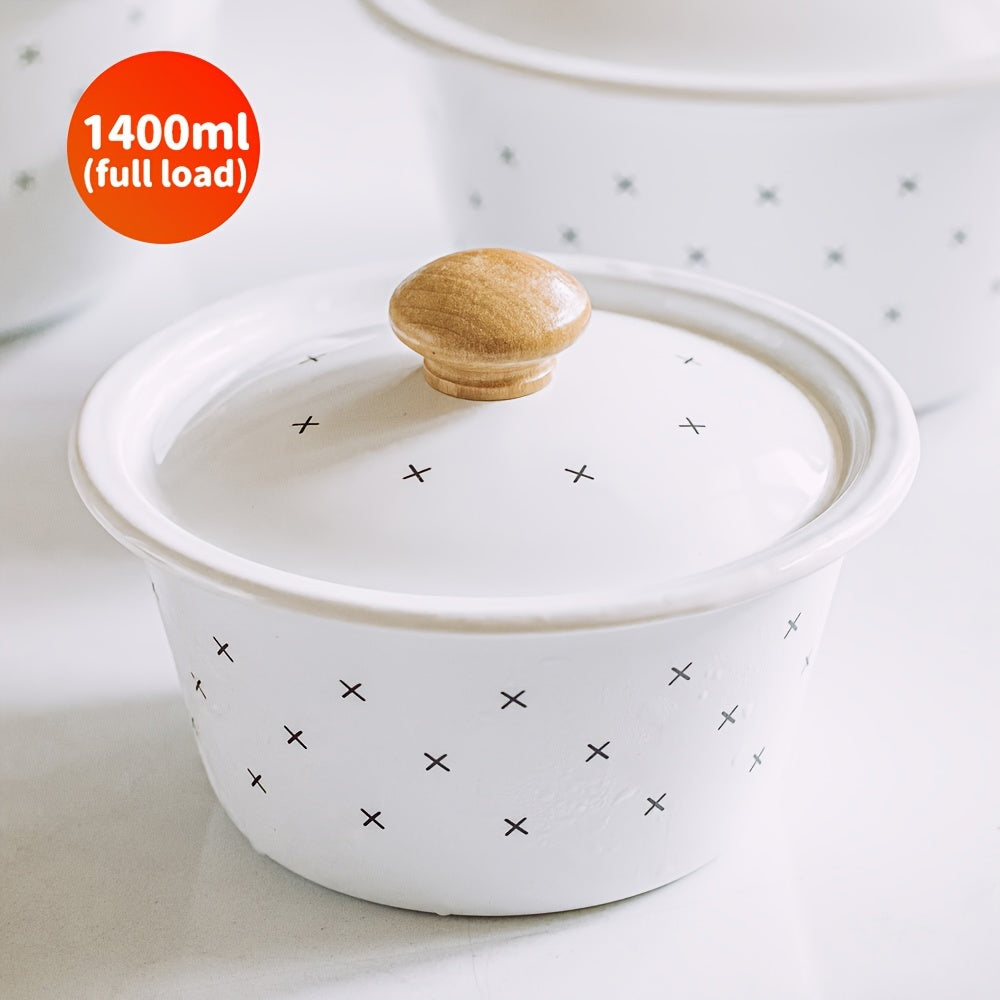 Enamel Pot with Lid for Serving Dishes and Soup