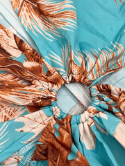  Women's Tropical Print Lantern Sleeve Maxi Dress