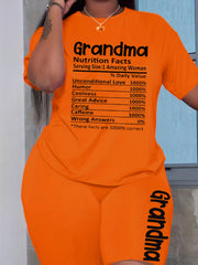 Women's Plus Size Letter Print Tee & Shorts Set