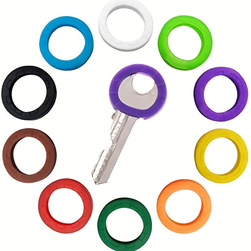 8pcs Silicone Keycap Label Plastic Keyring in 8 Colors