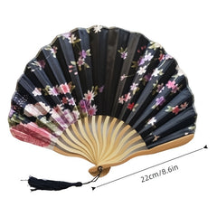Vintage Summer Fan Bamboo Folding Fan Flower Chinese Dance Party Wedding