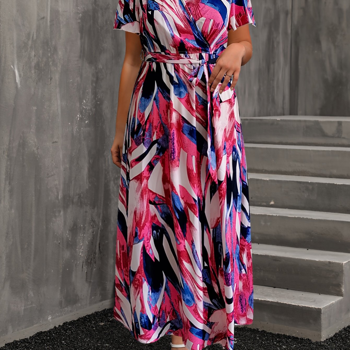  Casual Dress Women's Plus Allover Print Maxi Dress