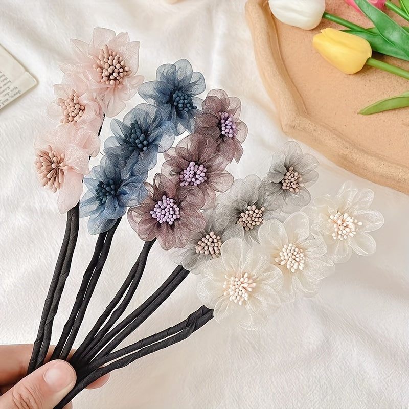 Flower Hair Tie Hair Styler Bun Maker Ponytail Holder Hair Accessories