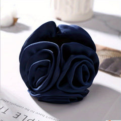 Fabric Flower Hair Claw Ponytail Holder for Women Girls