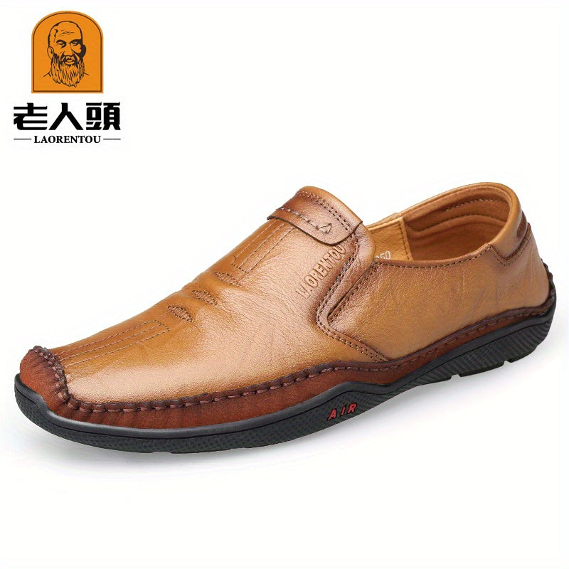 LAORENTOU Men Leather Loafer Shoes Slip On Lightweight Durable Non Slip Driving