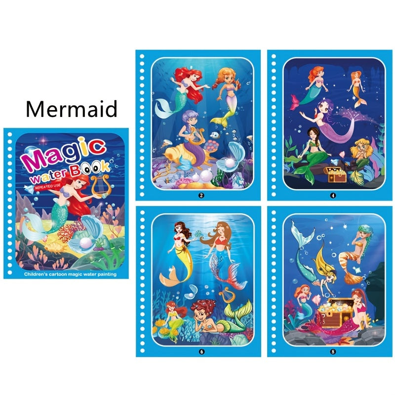 Reusable Watercolor Magic Book for Kids - Learn Painting Animals and Cartoons