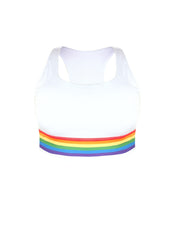  Rainbow Striped Sports Bra Racer Back Fitness Running Bra