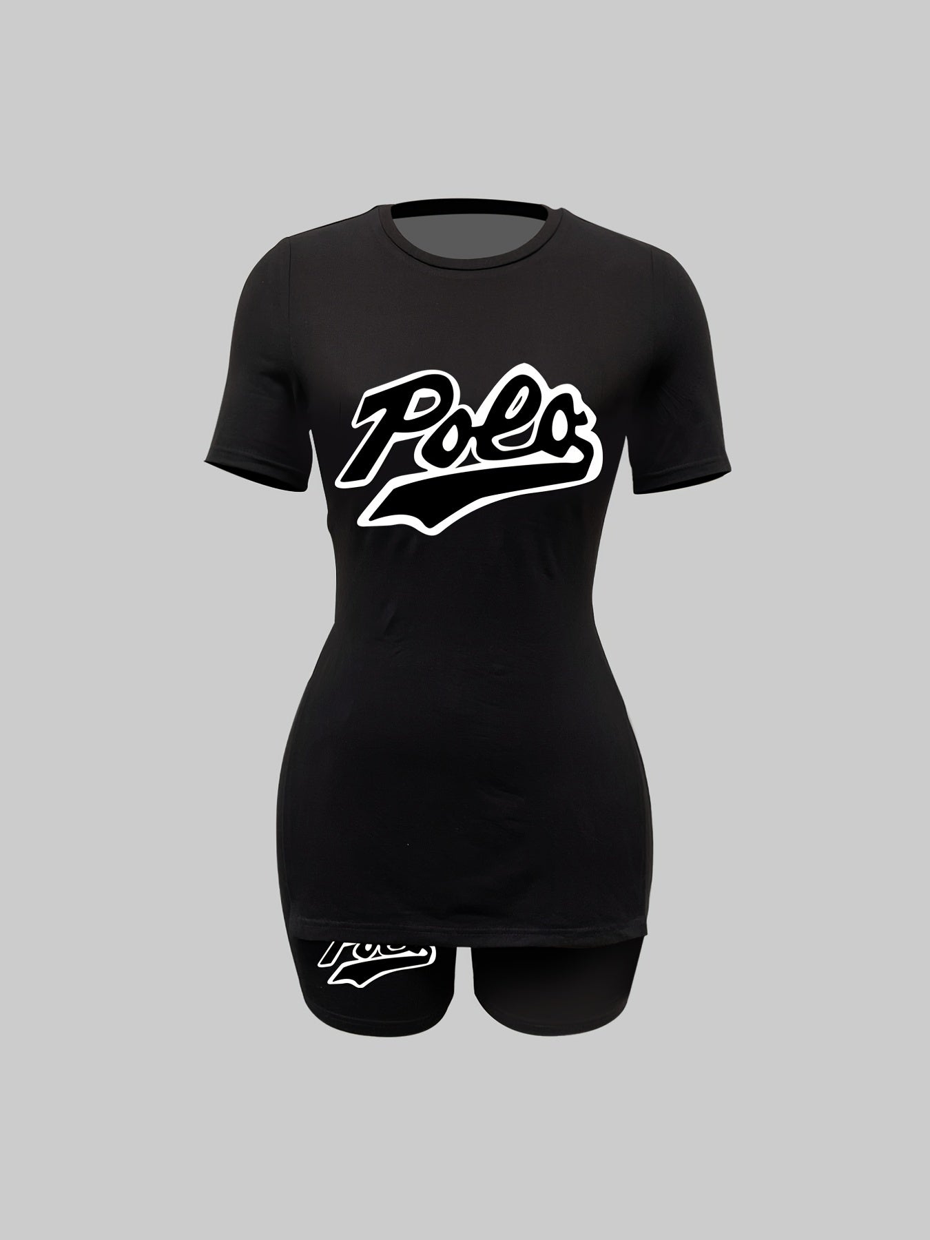 Retro Print Two Piece Set Short Sleeve T Shirt & Shorts