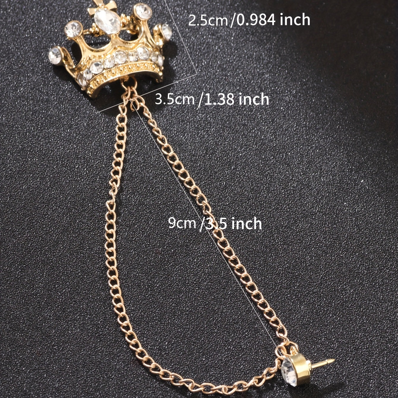 Men's Crown Brooch Decor Cufflink Set