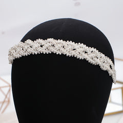 Bridal Headband Pearls Crystals Modern Hair Accessories