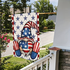 Gnome Garden Flag Double Sided 30x45cm for Independence Day Decor