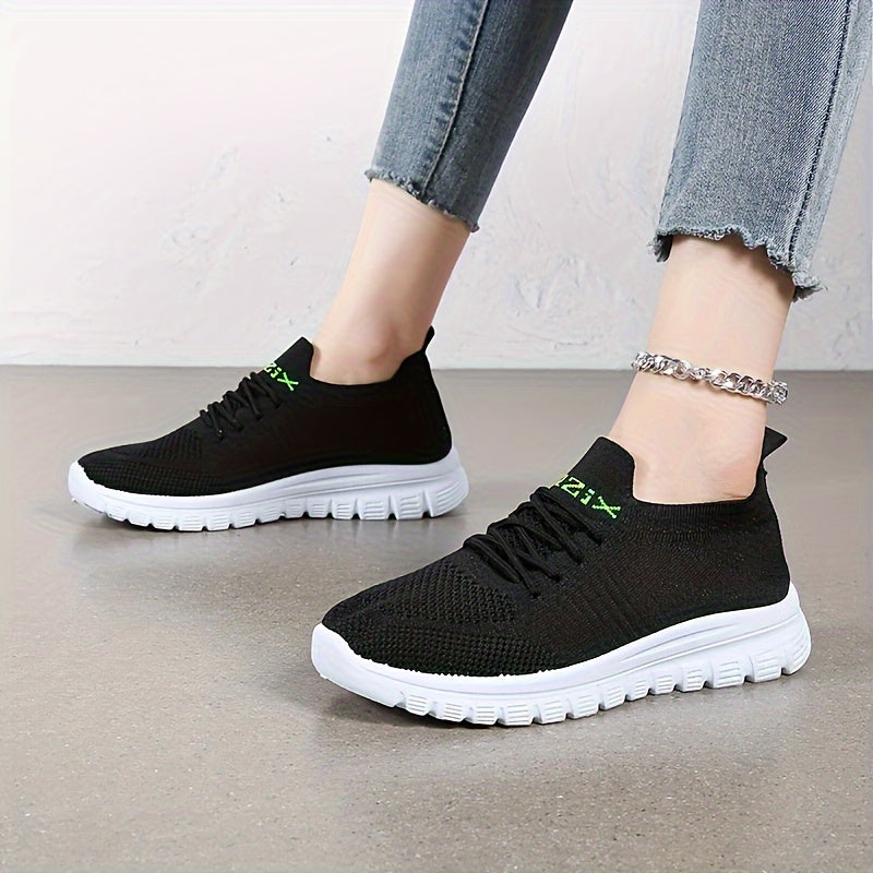 Women's Letter Knit Athletic Running Shoes Soft Sole Casual Sneakers
