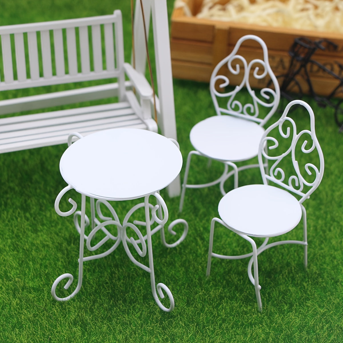 Mini Iron Outdoor Tea Table Chair Set - Birthday Gift
