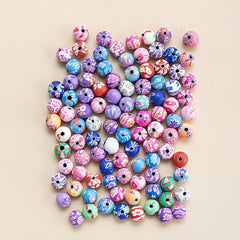 50pcs 8mm Polymer Clay Beads Round Spacer Flower Beads For Jewelry Making
