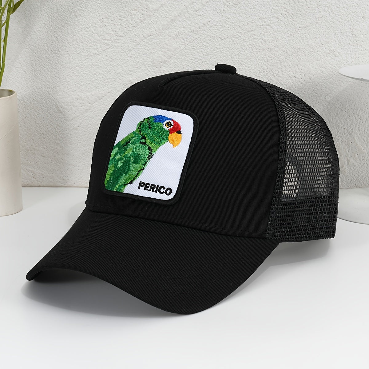 Parrot Patch Baseball Cap Mesh Trucker Hat Adjustable Sunshade Dad Hat