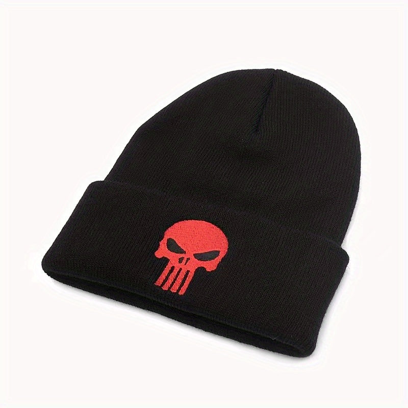 Skull Head Embroidery Double layer Thickened Woolen Hat