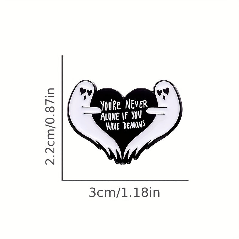 Never Alone If You Have Demons Cartoon Brooch Pin