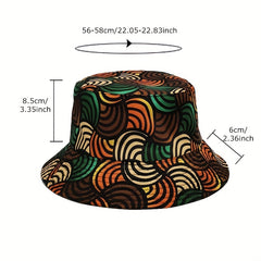 Geometric Print Bucket Hat Striped Basin Hat Sunscreen Fisherman Cap