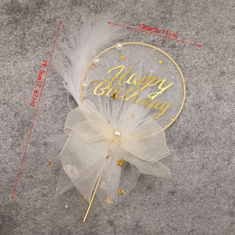 Feather Cake Insert Flag for Birthday Decor
