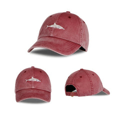 Washed Cotton Shark Snapback Baseball Cap Dad Hat