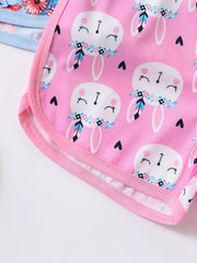 3pcs Toddler Girls Fish Scales & Rabbits Flowers Elastic Waist Track Shorts