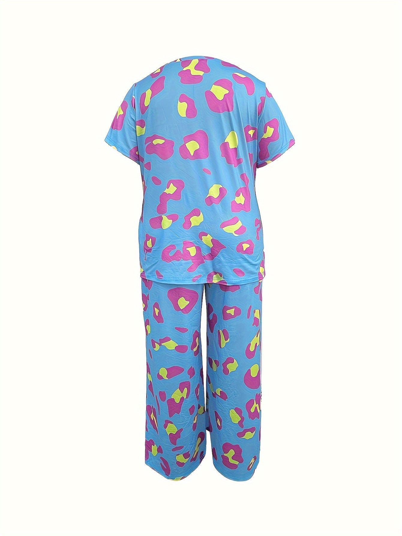  Leopard Print Tee & Pants Loungewear Set