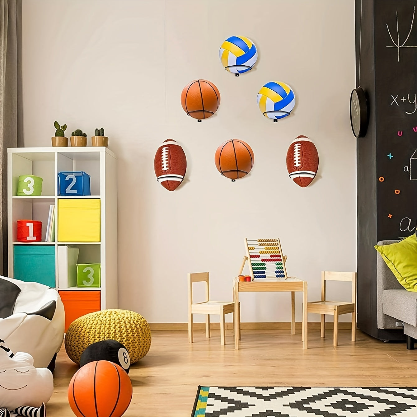 Wall Mounted Ball Storage Rack for Sports Gear Organization
