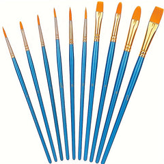 10pcs Watercolor Paint Brush Set Nylon Hair Acrylic Painting Brushes