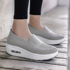 Women's Breathable Wedge Sneakers Air Cushion Slip-On Casual Shoes