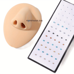 40pcs Small Bead Stainless Steel Nose Stud Ring Unisex