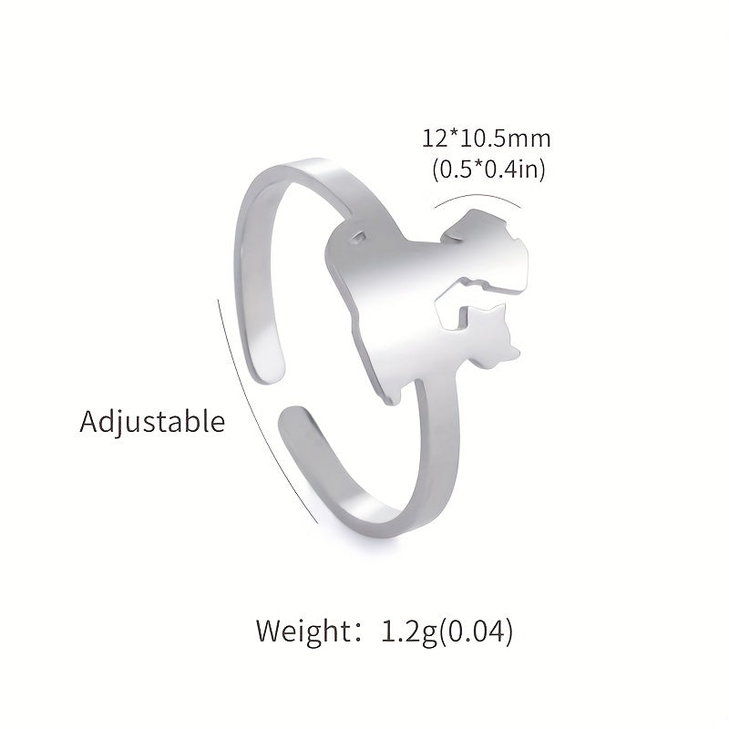 Animal Pet Dog Cat Ring Stainless Steel Adjustable Ring