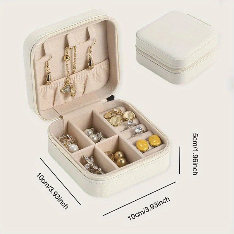 Portable Grid Jewelry Storage Box Necklaces Organizer Case