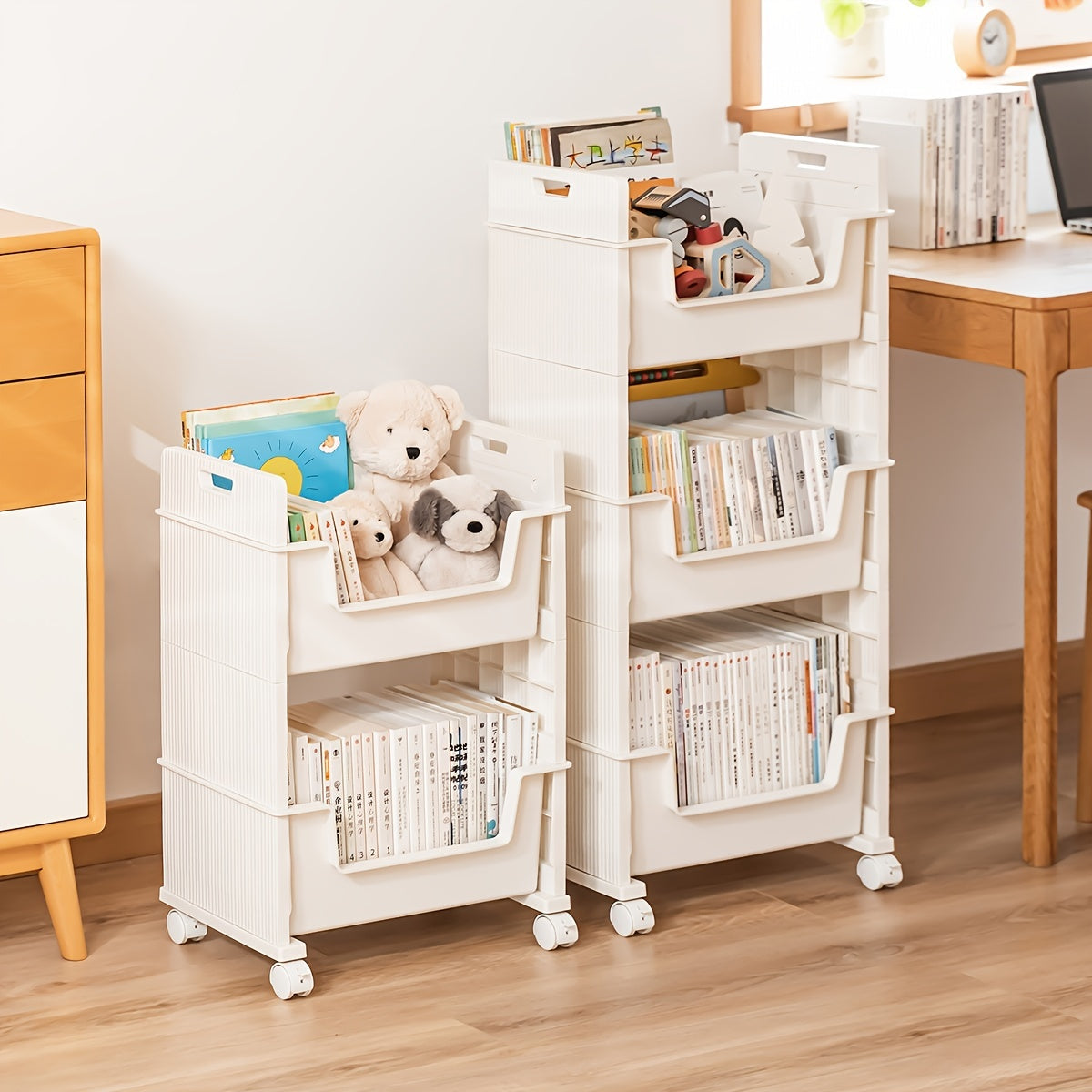Movable Plastic Book Shelf Book Storage Rack Student Desk Shelf
