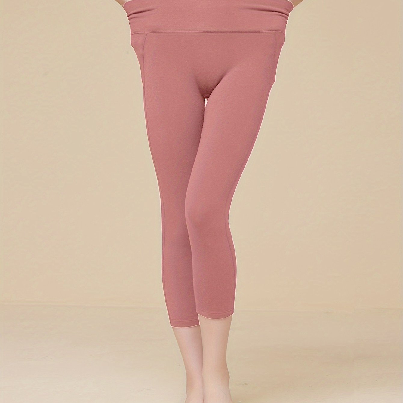 Women's Solid Thermal Pants Soft & Comfy Slim Elastic Tights
