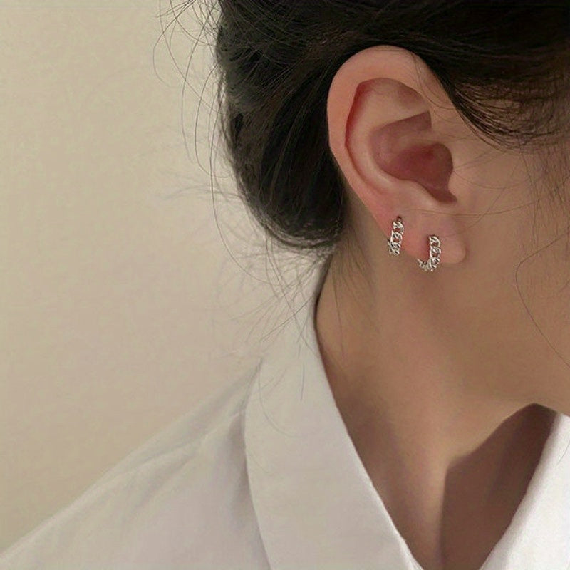 4 Pcs Chain Faux Diamond Butterfly Ear Studs