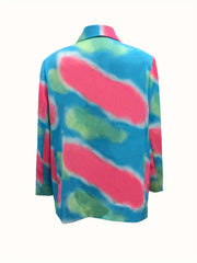 Women's Plus Tie Dye Long Sleeve Double Breast Button Blazer