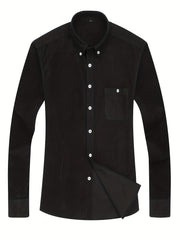 Men's Casual Button Up Long Sleeve Shirt With Chest Pocket