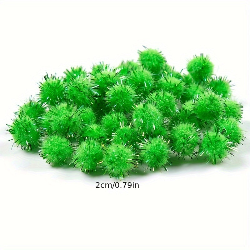 100pcs Glitter Fuzzy Pom Balls Halloween Craft DIY Party Decoration