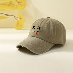 Cartoon Expression Baseball Cap Washed Distressed Cotton Sports Hat