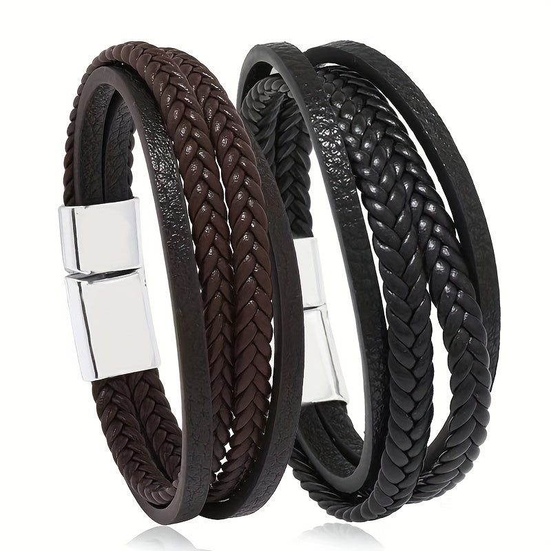 Men's Vintage Weave PU Leather Bracelet