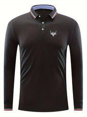 Men's Long Sleeve Lapel Golf Tennis Sports Shirt Top